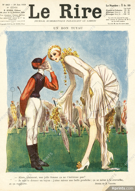 Armand Vallée 1929 "Un Bon Tuyau", Elegant, Jockey, Horse Racing