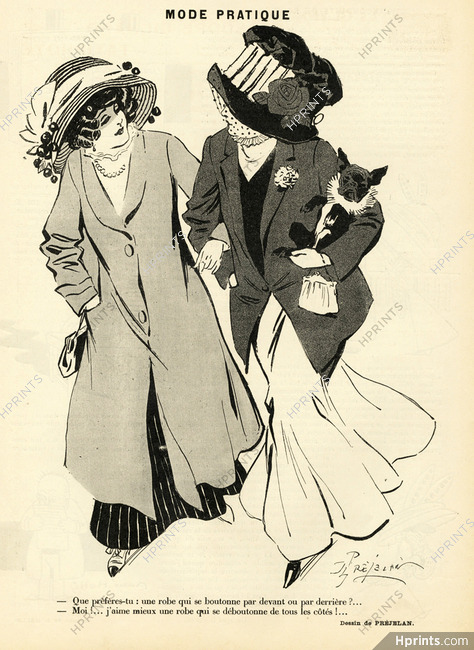 René Préjelan 1909 "Mode Pratique", French Bulldog Collar, Elegant Parisienne
