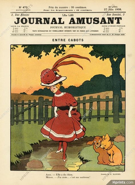 Benjamin Rabier 1908 "Entre Cabots", Dogs, Young Girl