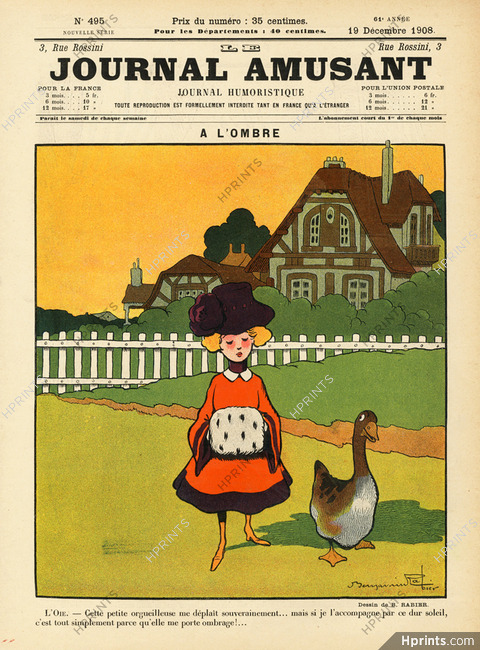 Benjamin Rabier 1908 "A L'Ombre" L'Oie, The Goose