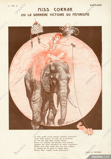 Miss Cornak ou La Dernière Victoire du Féminisme, 1922 - Charles Gesmar Elephant, Music Hall, Pekingese Dog