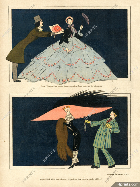 Portalez 1911 Seule la position des galants diffère... Fashion, Crinoline, Size of hats, dresses