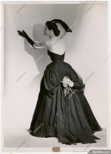 Nina Ricci 1953 Original Press Photo, Fille d'Eve Evening Gown,