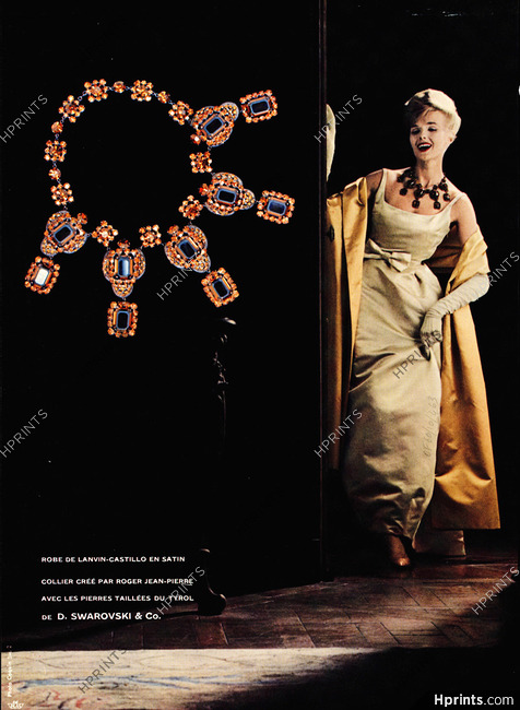 Swarovski & Co. 1960 Necklace Roger Jean-Pierre, Lanvin Castillo Evening Gown