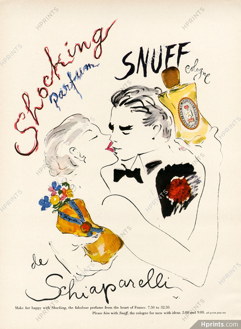 Schiaparelli (Perfumes) 1952 Marcel Vertès, Shocking, Snuff