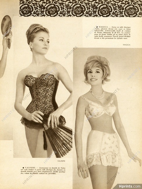 1968 women's Kayser Perma-Lift lilies of Valley blue girdle bra slip  vintage ad