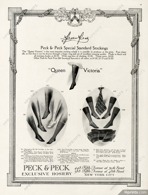 Peck & Peck (Hosiery, Stockings) 1914 Sock