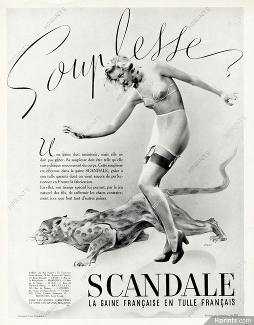 Scandale 1940 Girdle, Bra, Stockings, Panther, Starr (S)