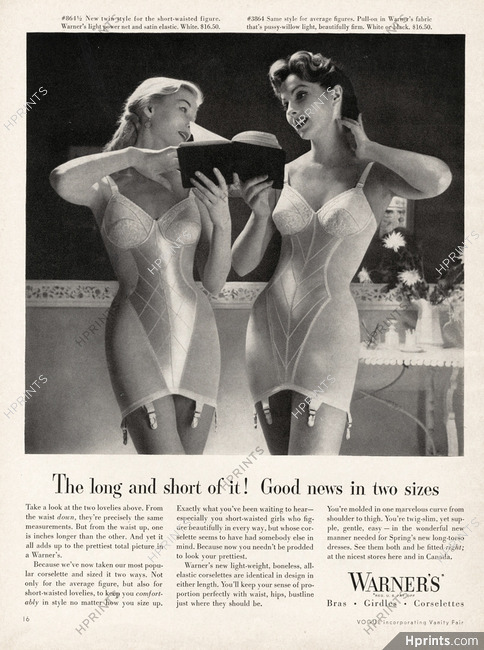 Warner's (Lingerie) 1955 Garter Belts — Advertisement