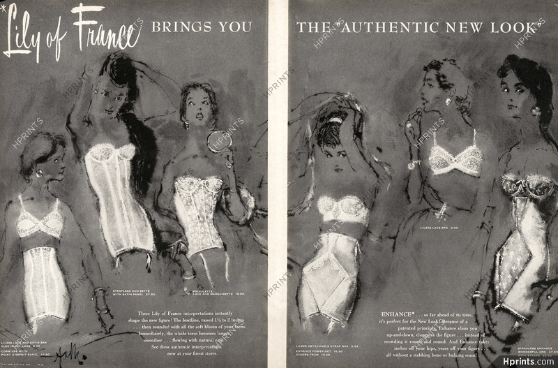 1956 womens Lily of France Christian Dior black girdle bra garters