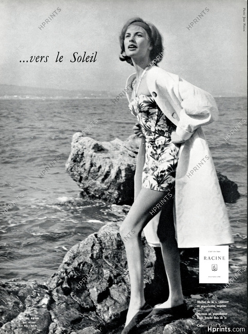 Marie-Rose Lebigot 1958 Swimwear, Beachwear, Racine, Photo Jean Pinton
