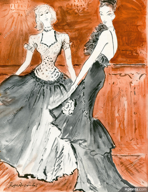 L. Mendel & Maggy Rouff 1947 Evening Gown, Roger Descombes