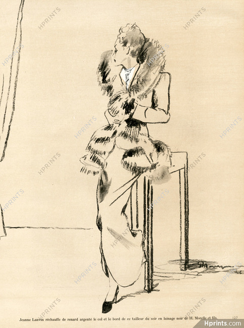 Jeanne Lanvin 1946 Renard argenté, tailleur du soir, Morelle, Pierre Mourgue