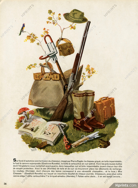 Hermès (Handbags) 1947 "Blason du Chasseur) Hunting, Pierre Pagès