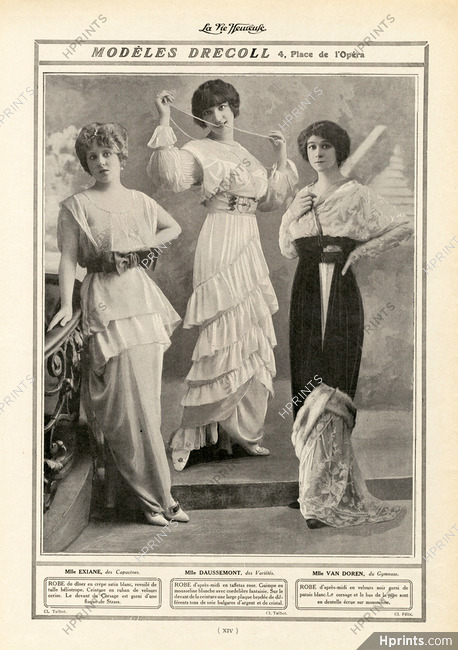 Drecoll (Couture) 1913 Mlle Exiane, Mlle Daussemont, Mlle Van Doren, Photos Talbot & Felix