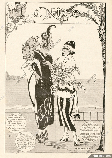 J. Renée Souef 1918 Les Jolies Poupées de Nice", Robe-Cape, Fashion Illustration