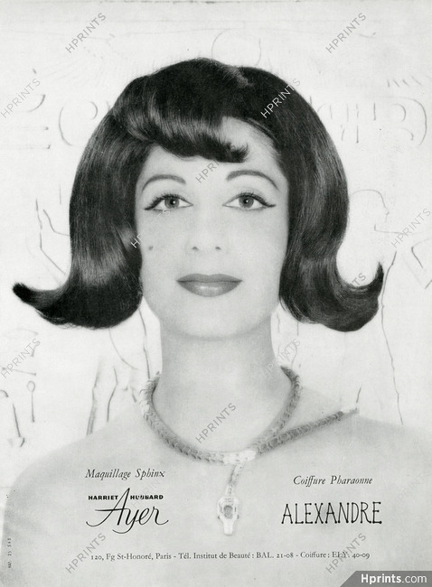Harriet Hubbard Ayer (Cosmetics) 1959 Maquillage "Sphinx" Coiffure "Pharaonne"
