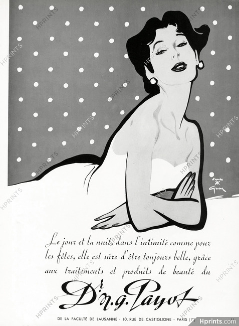 Payot (Cosmetics) 1954 René Gruau, Version A