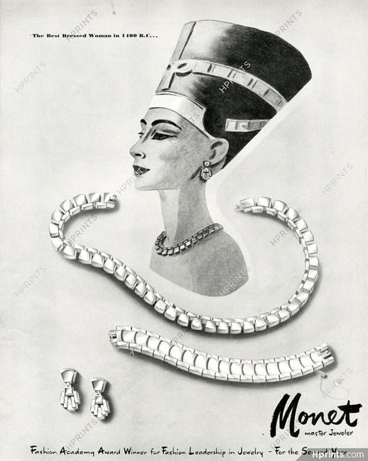 Monet 1950 "Queen Neferti" Necklace, Earrings, Bracelet