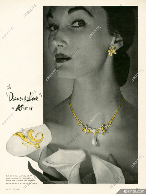 Kramer 1951 Brooch, Earrings, Necklace, Pearls