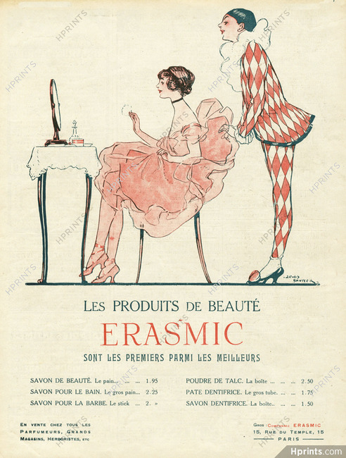 Erasmic (Soap) 1920 Lewis Baumer, Colombine Harlequin