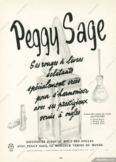 Peggy Sage 1953 Nail Polish, Lipstick