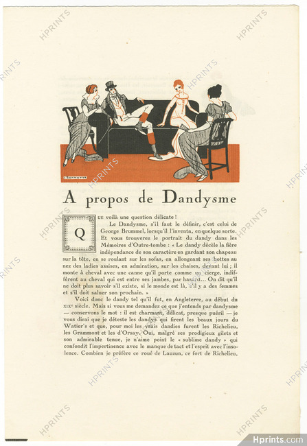 A Propos de Dandysme, 1920 - Léon Bonnotte La Guirlande, George Brummel, Text by André de Fouquières, 4 pages