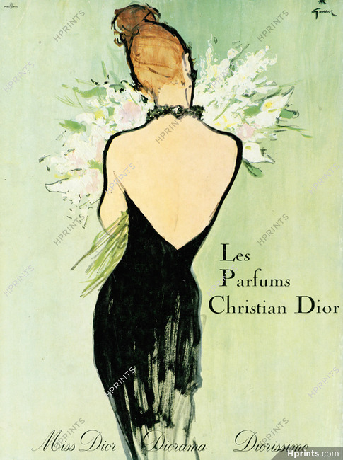Christian Dior (Perfumes) 1961 René Gruau, Les Parfums Miss Dior, Diorama, Diorissimo
