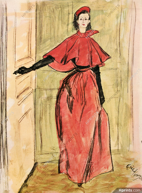 Christian Dior 1948 Cape red velvet, Eric (Carl Erickson)