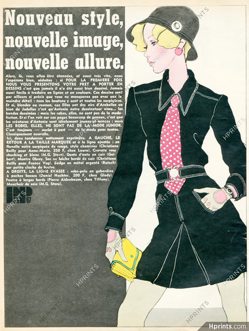 Antonio Lopez 1967 Christiane Bailly pour Anne-Marie, Gants Guibert, Fashion Illustration