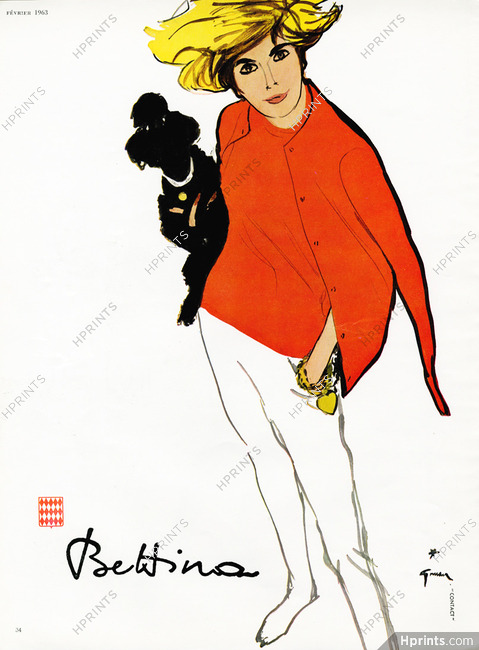 Bettina (Clothing) 1963 René Gruau, Poodle