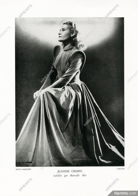 Marcelle Alix 1946 Jeanine Crispin, Evening Gown, Photo Harcourt