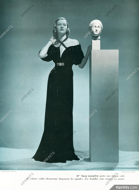 Madeleine Vionnet 1937 Suzy Lemaître, Velvet Evening Gown, Photo Eugène Rubin