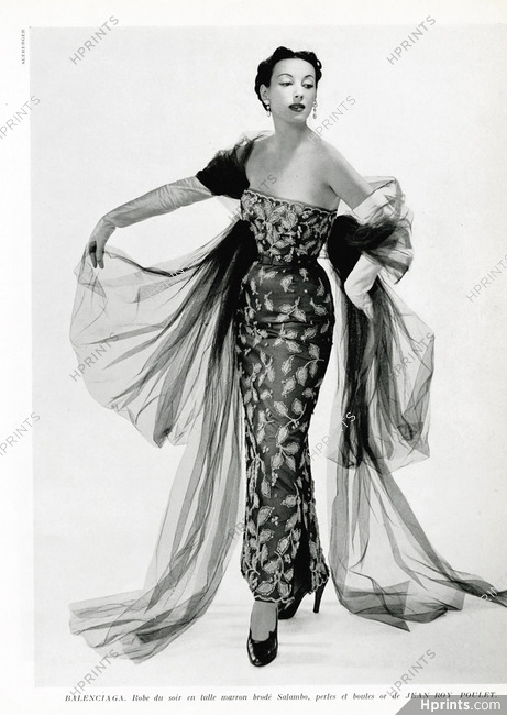 1950 Evening Gown, Embroidery, Photo Seeberger