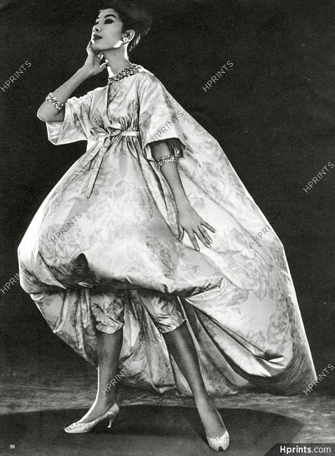 Christian Dior 1960 Evening Dress, Oriental Style, Burg
