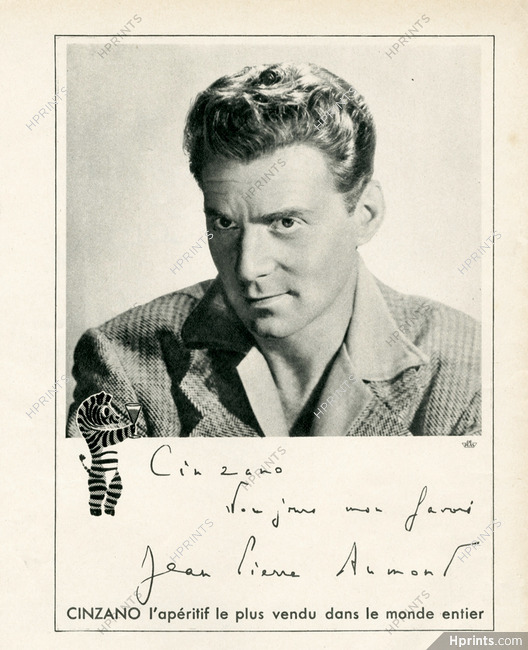 Cinzano 1953 Jean Pierre Aumont, Portrait, Autograph