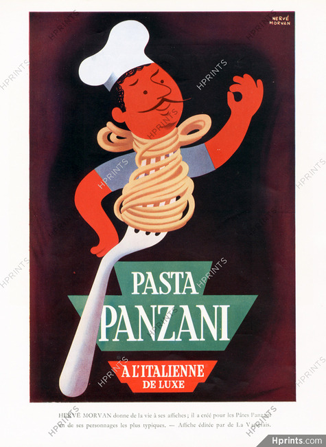 Pasta Panzani 1954 Hervé Morvan, poster art