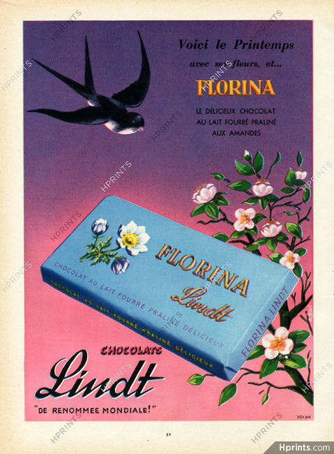 Lindt (Chocolates) 1956 R. Pagot, Swallow