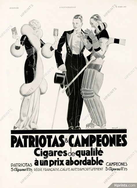 Patriotas & Campeones (Cigarettes, Tobacco Smoking) 1932 Ice Hockey, René Vincent