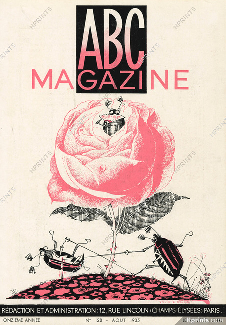 Felix Lorioux 1935 Cover, May beetle, Rose