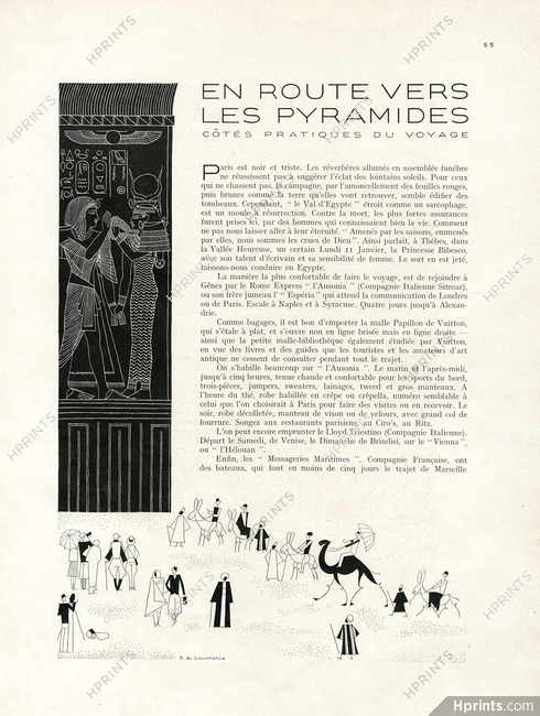 En route vers les Pyramides, 1929 - Egypt Raymond de Lavererie, 5 pages