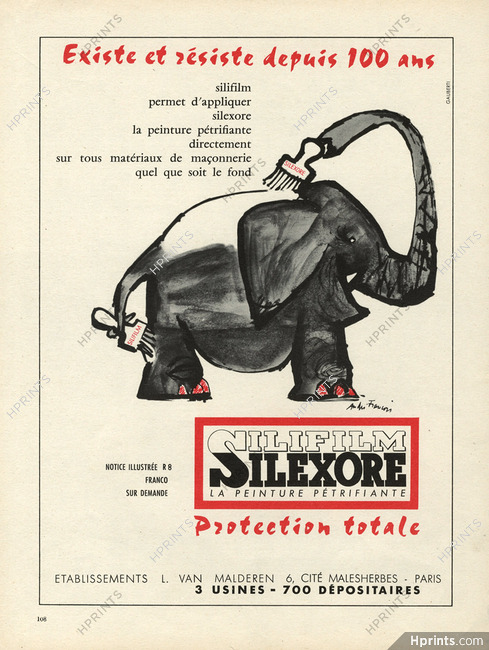 Silexore Silifilm 1958 Ets L. Van Malderen, André François, Elephant