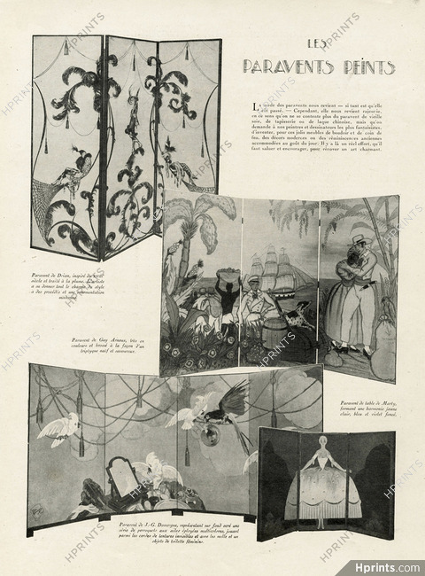 Etienne Drian, André Edouard Marty, Guy Arnoux, Jean-Gabriel Domergue 1921 "Les Paravents Peints" "The Painted Screens", Decorative Arts