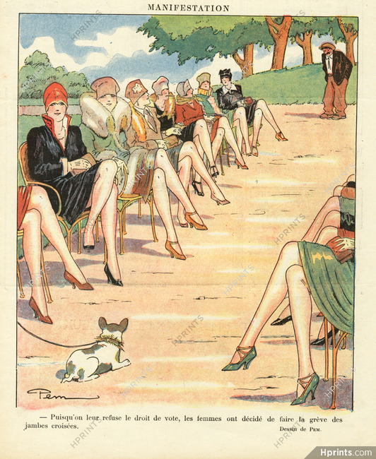 Pem 1928 "Manifestation" Grève des jambes croisées
