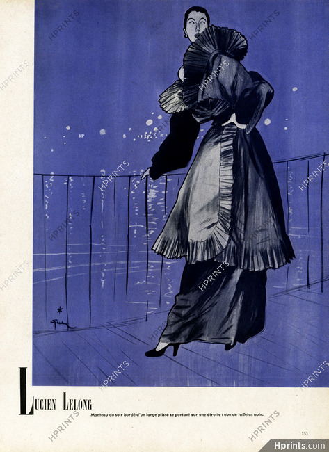 Lucien Lelong 1948 Evening Coat, René Gruau