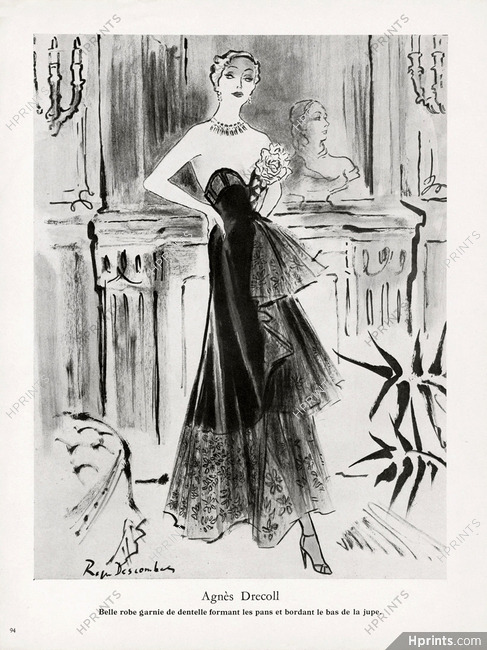 Agnès-Drecoll (Couture) 1950 Evening Gown, Roger Descombes
