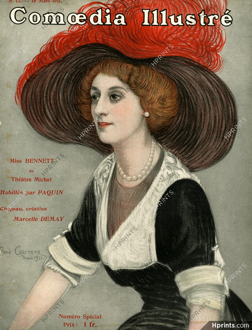 Miss Bennett 1911 René Carrère, Portrait, Paquin, Marcelle Demay (Hat)
