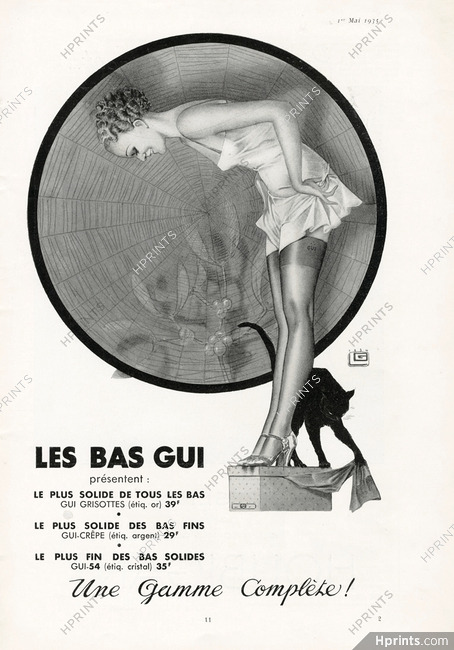 Bas Gui (Hosiery, Stockings) 1935 Cat, Georges Léonnec