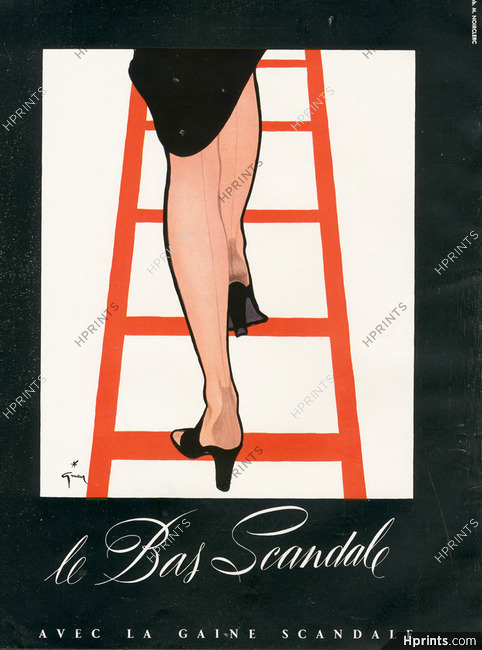 Le Bas Scandale (Stockings) 1952 Red Ladder, René Gruau