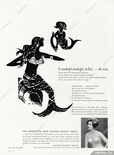 Playtex (Lingerie) 1960 Mermaid, Brassiere — Advertisement